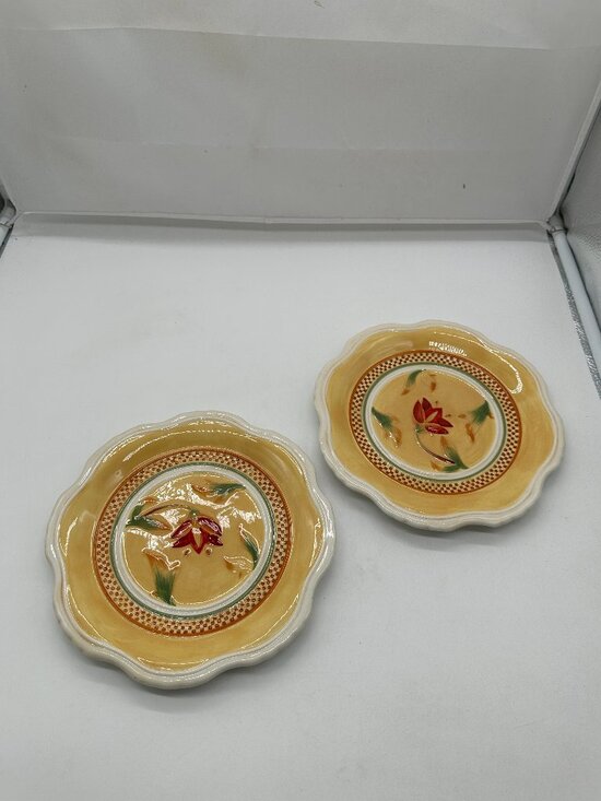 Fitz and Floyd Other - EUC Fitz and Floyd Bellacara Salad Plates Yellow Goldenrod 8 3/8" Set of 2